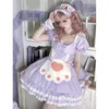 Gothic Lolita Dr krótki rękaw Kawaii Paid Party Dres Cosplay Cats Girl HARAJUKU Śliczny mundur r4en#