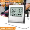 Jauges Thermomètre à viande numérique 6,5 pouces Grand thermomètre alimentaire LCD Thermomètre de cuisson magnétique Minuterie avec sonde en acier inoxydable