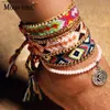 Tornozeleiras Moon Girl 2 Tornozelos Charmosos para Mulheres Bohemian Crystal Beads Handmade Ankle Bracelet Womens Beach Foot Jewelry Direct ShippingL2403