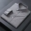 Chemise pour hommes Pure Cott Oxford Lg manches printemps décontracté rayé quotidien Dr chemises col rabattu Busin chemises formelles A01 e9Bb #