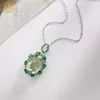 Pendentifs SILE 12X16MM 10CT cristal vert naturel CZ pendentif colliers 925 en argent Sterling bijoux fins chaînes de clavicule pour les femmes fête
