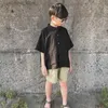 Tシャツ男の子Tシャツ新しい夏の子供服日本語スタイルの子供コットンリネン半袖