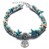 Tobilleras Concha Estrella de mar Yoga Tobillera Tortuga Encanto Pulsera de cadena de tobillo Cuentas dobles Playa de verano Joyería de moda Entrega de gota Ot6Ou