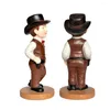 Estatuetas decorativas EUA Estados Unidos American West Cowboy Feminino Masculino Tradicional Vestido Nacional Artesanato Escultura Figura Modelo Brinquedos Presente