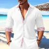 2023 Autunno hawaiano uomo Top Butt Lg manica collare stand Seaside Outdoor Casual Street materiale morbido e confortevole nuova camicia v31w #