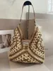 Designer Summer Beach Bags Raffia Straw Large Totes Contrast Colors Female Luxury Brand Fashion Woven Shopping Shoulder Bag Hollow Out Handbag Large Capacity 2661