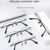 Lunettes de soleil Cadres Pure Titanium Lunettes Cadre Designer Demi-jambe de bambou Myopie Super Light Business pour hommes