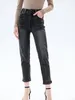 Jeans pour femmes Femmes Denim Pantalon court Stretch Peluche Droite Taille haute 2024 Mode d'hiver Dames