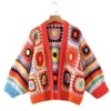 Anpassad India Style Womens Sweater Hand virkad stickkläder Ponchos virkning Cardigan