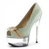 Dance Shoes Arrival 15cm Ultra High Heels Platform Shallow Mouth Yellow Crystal High-Heeled Shoe Gorgeous