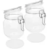 Storage Bottles 2 Pcs Airtight Honey Jar Caviar Jars Jam With Lids Glass Cover Plastic Transparent The Pet