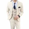 Hommes Skinny 3 Pièces Ensemble Formel Slim Fit Tuxedo Costume De Bal / Homme Marié Blazers De Mariage De Haute Qualité Dr Veste Manteau Pantalon Gilet G02W #