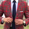 Fi Scottish Plaid Hommes Costumes pour mariage Groom Tuxedos Slim Fit Peaked Revers Costume masculin 2 pièces Blazer avec pantalon 2023 D2FY #