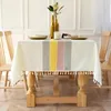 Nappe de Table en coton et lin, couverture décorative, rayée avec franges, pour la cuisine