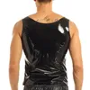 Mannen Tank Tops Mannen Wetlook Waterdichte PVC Lederen Vest Mannelijke Zomer Hemd Mouwloos T-Shirt Clubwear Man Sexy Singlets tee Top