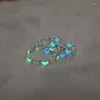 Rings de cluster Trendy Butterfly luminosa para mulheres brilhando em jóias de ligas de anel de dedo de abertura de estrela de estrela do coração escuro