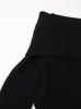 Twotwinstyle Solid Slimming Stickning Sexiga tröjor för kvinnor SL Neck LG Sleeve Cold Shoulder Temperament Tröja Kvinnlig ny F65M#