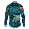Camicie casual da uomo Camicia stile spiaggia Hawaii Tartaruga Stampa 3D Street Bottoni larghi Primavera e autunno Manica lunga