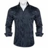 camisas para homens cinza escuro paisley sólida camisas de seda fino ajuste lg manga masculino social busin dr camisa roupas masculinas u06q #