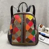 Vintage damska torba kolorowa kratowa łączenie torby na ramię damskie torby podróżne plecaki 040224