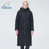 IceBear 2023 Nowa damska dwustronna płaszcz LG Findidal Curtable Findilna kapturowa kobieca marka odzieży GWD22512P B4XZ#