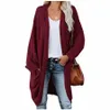 Mulher camisola solta cardigan cor sólida bolso tricô 2024 outono/inverno fi roupas femininas camisola macia outerwear p1ri #