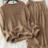 Itoolin Vrouwen Veet Pyjama Set Losse Top En Warme Broek Thuis Casual Warme Wollen Pak Vrouwen Fleece Sets Winter Trainingspakken 78ws #