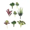 Decorative Flowers Artificial Miniature Set: 8 Potted Plants For Desk Shelves Office Decor Mixed Style