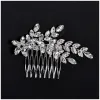 Hair Clips Barrettes Shiny Rhinestone Combs For Bride Jewelry Glossy Crystal Leaf Hairpins Side Women Girls Party Headpiece Drop Deliv Otecy