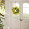 Dekorativa blommor Spring Wreath Silk Artificial Flower Hållbar Daisy Garland Hängande prydnad för Door Wall Farmhouse -fönster
