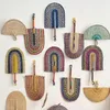 Decorative Figurines Seagrass Woven Fan Nordic With Hanging Loop Wall Hand-woven Pendant Decor