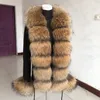 Primavera e outono camisola feminina jaqueta cardigan com gola de pele de raposa real jaqueta de pele de raposa real natural pele de raposa jaqueta feminina 117D #