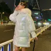 2022 New Winter Parkas Facken Fiffer Piffer Coat光沢のある暖かい毛皮の首輪フード付きLG女性ダウンコットパーカアウトウェアN6y7＃