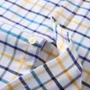 men's 100% Cott Lg Sleeve Plaid Checkered Shirts Single Patch Pocket Standard-fit Butt-down Striped Casual Oxford Shirt i7oF#