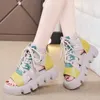 Sandals Womens Short and Fat Platform Designer New 2023 Summer Beach Casual Shoes Lace Wedge 9CM Fashion H240328G19Y