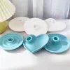 목욕 둥근 심장 모양의 양초 홀더 실리콘 곰팡이 DIY 시멘트 촛대 수지 금형 석고 캔들베이스 트레이 홈 장식