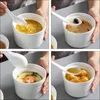 Bowls Personal Ceramic Steam Stew Pot: 4inch White Soup Noodle Bowl With Lid Sugar Storage Jar Lidded Candy Snack Tank Kitchen