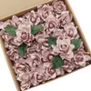 Dekoratif Çiçekler D-YEVEN yapay 25pcs Düğün Buketleri için Köklü Tozlu Gül Gardenias Masa Merkez Parçası Gelin Duş Kek Dekoru