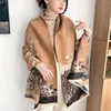 Scarves Woman's Imitation Cashmere Ink Painting Scarf For Women In Winter Thickened Warm Shawl Outfit