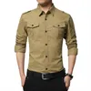 Мужская рубашка в стиле милитари Cott Camiseta Masculina Army Casual Shirt Мужская однотонная рубашка Мужская одежда с рукавами Lg Высокое качество f6HN #