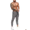 Pantalons pour hommes Nouveaux hommes imprimé pied-de-poule rayures latérales masculines couleur assortie pantalons de survêtement coupe ajustée Joggers salopette de piste livraison directe Appa Dhmyi