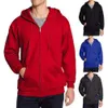 Hoodies masculinos moletom com capuz elegante fecho de zíper cor sólida casual moletom confortável jaqueta masculina 24328