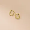 Boucles d'oreilles créoles plaqué or 18 carats authentique bijoux en argent Sterling 925 Texture irrégulière bosse Piercing Huggie oreille-os C-M00738312y
