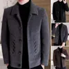 winter Men Jacket Classic Lapel Design Butt-up Men Coat Solid Color Thickened Slim Fit Men Oiterwear With Side Pockets R7X8#