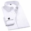 2023 Men French Cuff Dr Shirt Cufflinks New White Lg Sleeve Casual Butts Male Brand Shirts Regular Fit Clothes I3bu#