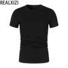 men T-shirt Summer O-Neck Short Sleeve T Shirts Unisex Fi T-shirts Harajuku Black White Solid Color T Shirt 100% Cott c1wV#