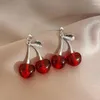 Dangle Oorbellen Eenvoudige Stijl Rood Zwart Kers Druppel Voor Vrouwen Zoete Leuke Valentijnsdag Sieraden Accessoires Geschenken