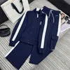 Women's Two Piece Pants designer brand Early Spring New Loe Contrasting Embroidered Stand Up Collar Top Paired with Work Clothes Straight Leg Casual Suit for Women 0JB