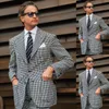 Neue Männer Anzug 2 Stück Blazer Hosen Einreiher Spitze Revers Smoking Busin Plaid Würfel Moderne Hochzeit Bräutigam Kostüm homme E4O2 #