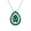 Hangers S925 zilveren ketting grootmoeder groene waterdruppel 8 12 diamanten oorbellen met hoog koolstofgehalte luxe dames